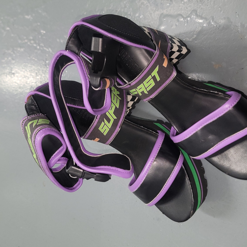 Black and Purple Sport Sandals with Adjustable Straps